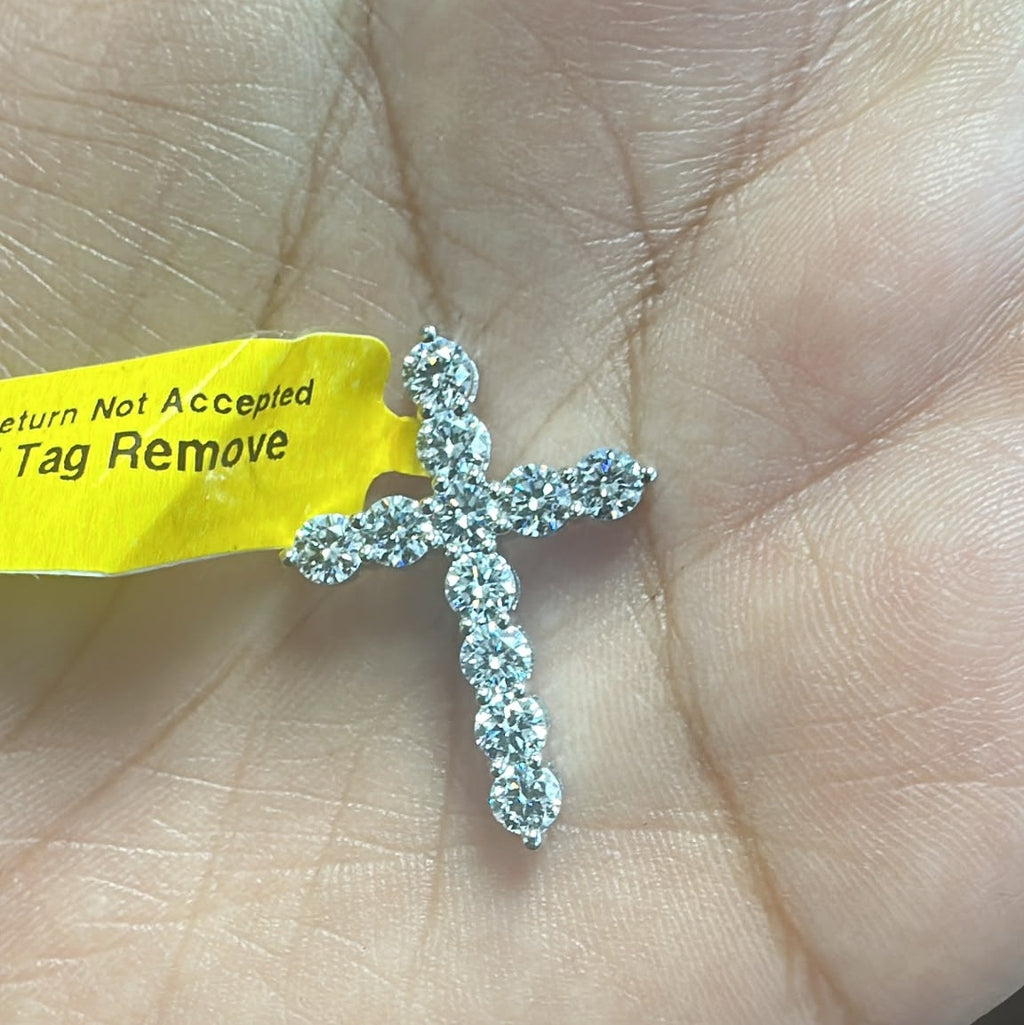 2.50 Carat Lab Grown Round Diamond Cross Pendant 9k 'Gold