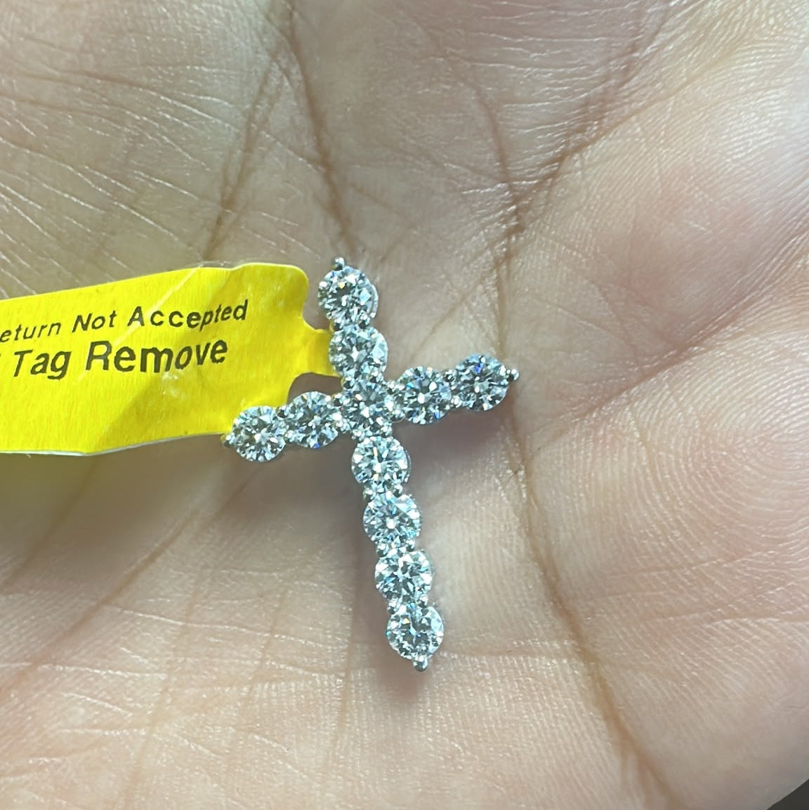 2.50 Carat Lab Grown Round Diamond Cross Pendant 9k 'Gold