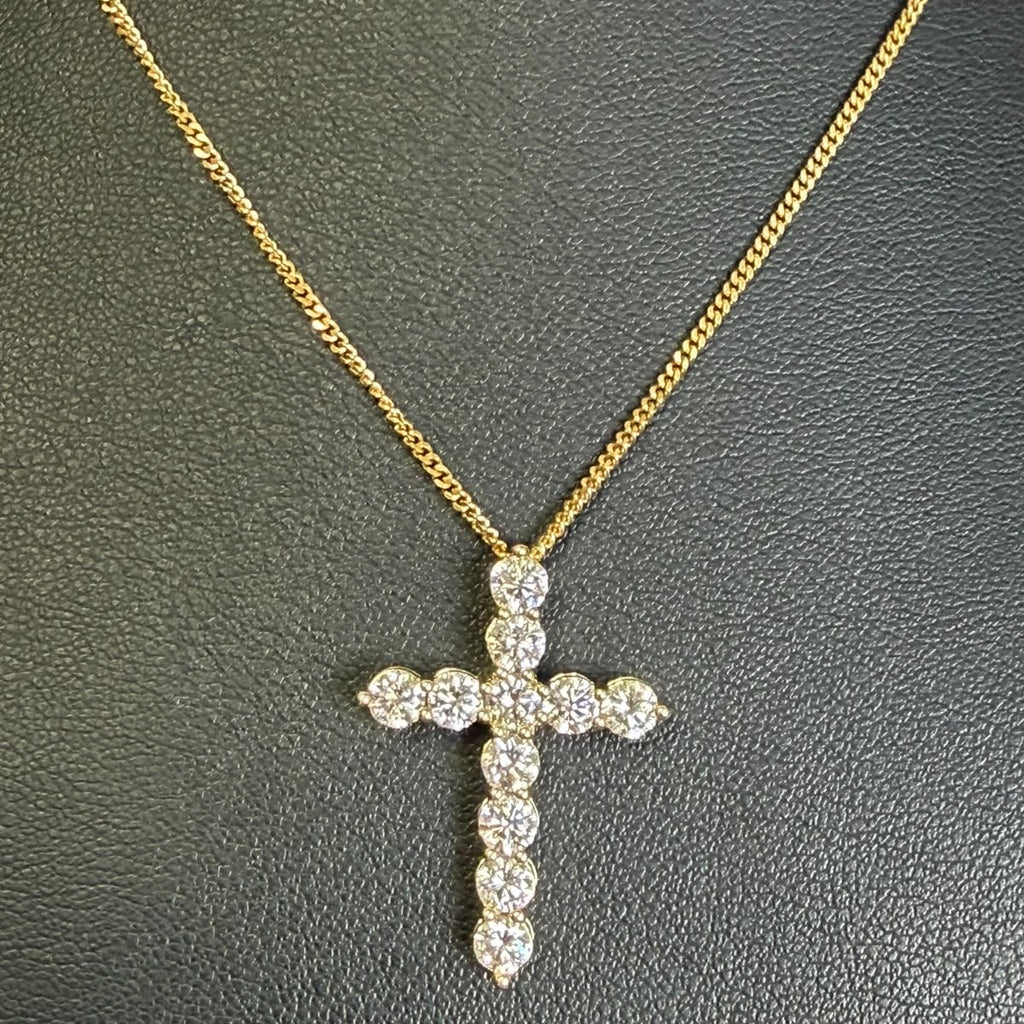 2.50 Carat Lab Grown Round Diamond Cross Pendant 9k 'Gold