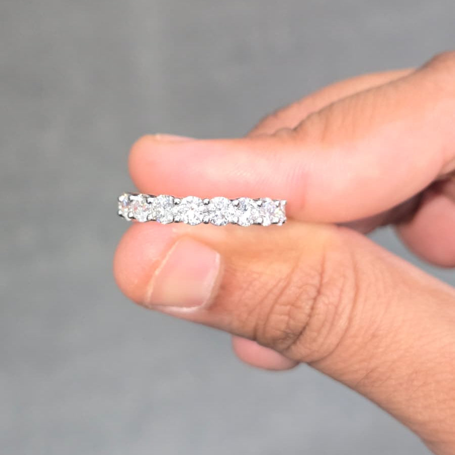 Top Quality 2.00 ct Lab Grown Round Diamond Claw set Half Eternity Ring in Platinum