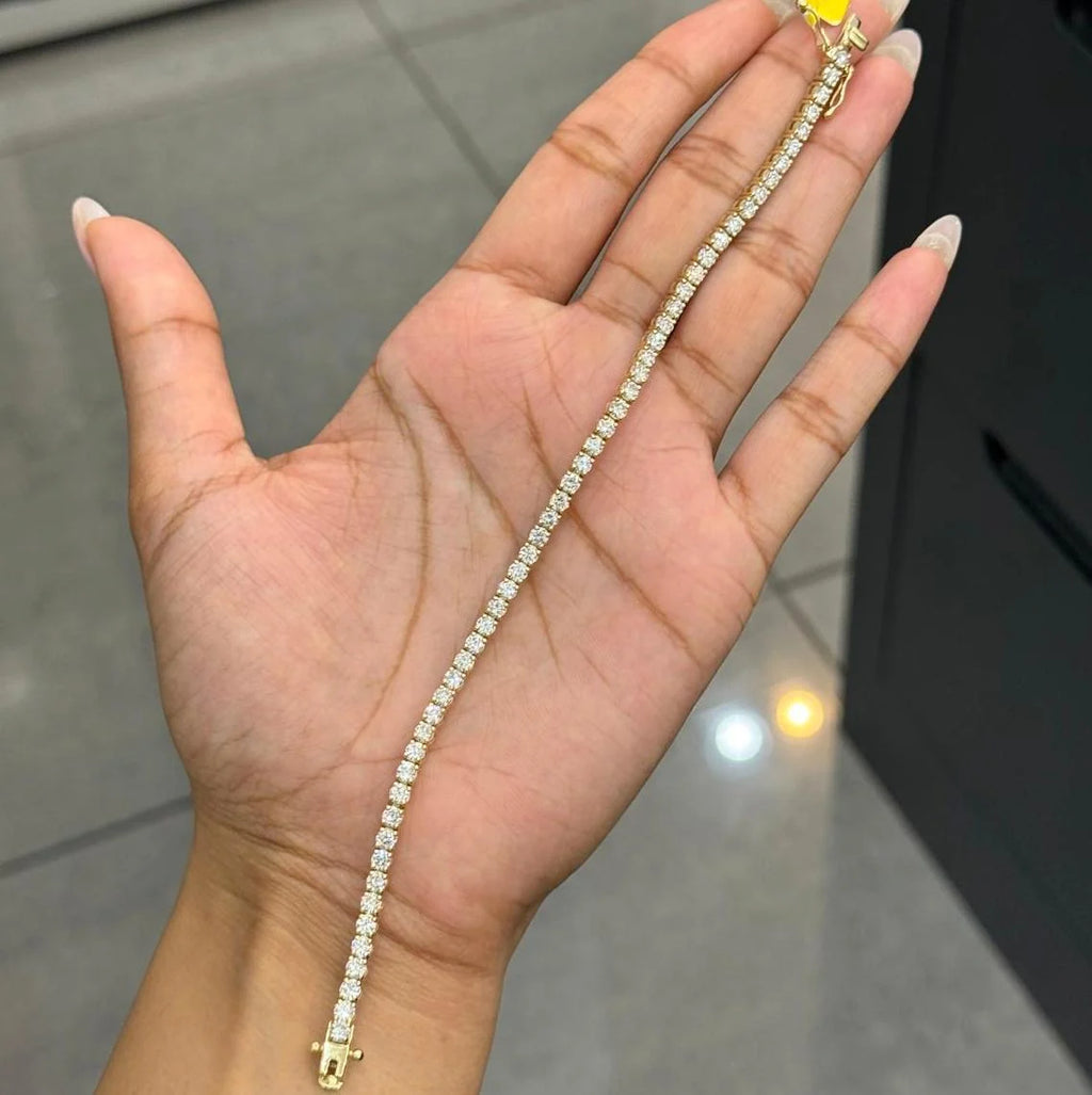 5.00Ct 100% Natural Round Diamond Tennis Bracelet in White / Yellow Gold