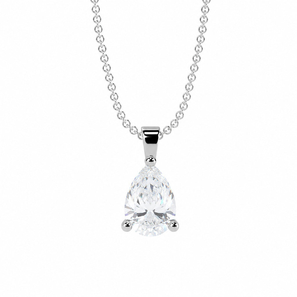 IGI Certified Pear Diamond Solitaire Pendant in White Gold (1.00–5.00 Carat)