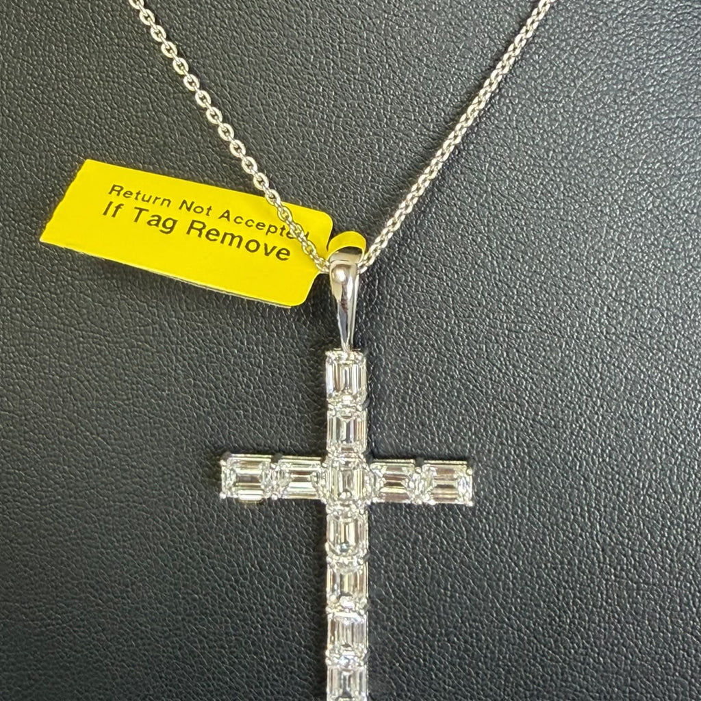 5.35 Carat Lab Grown Round Diamond Cross Pendant 9k White Gold