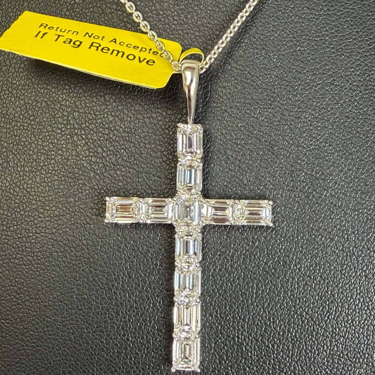 5.35 Carat Lab Grown Round Diamond Cross Pendant 9k White Gold