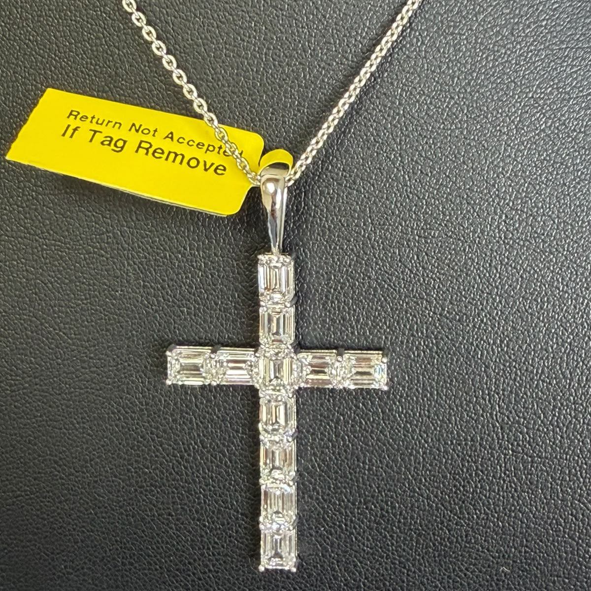 5.35 Carat Lab Grown Round Diamond Cross Pendant 9k White Gold