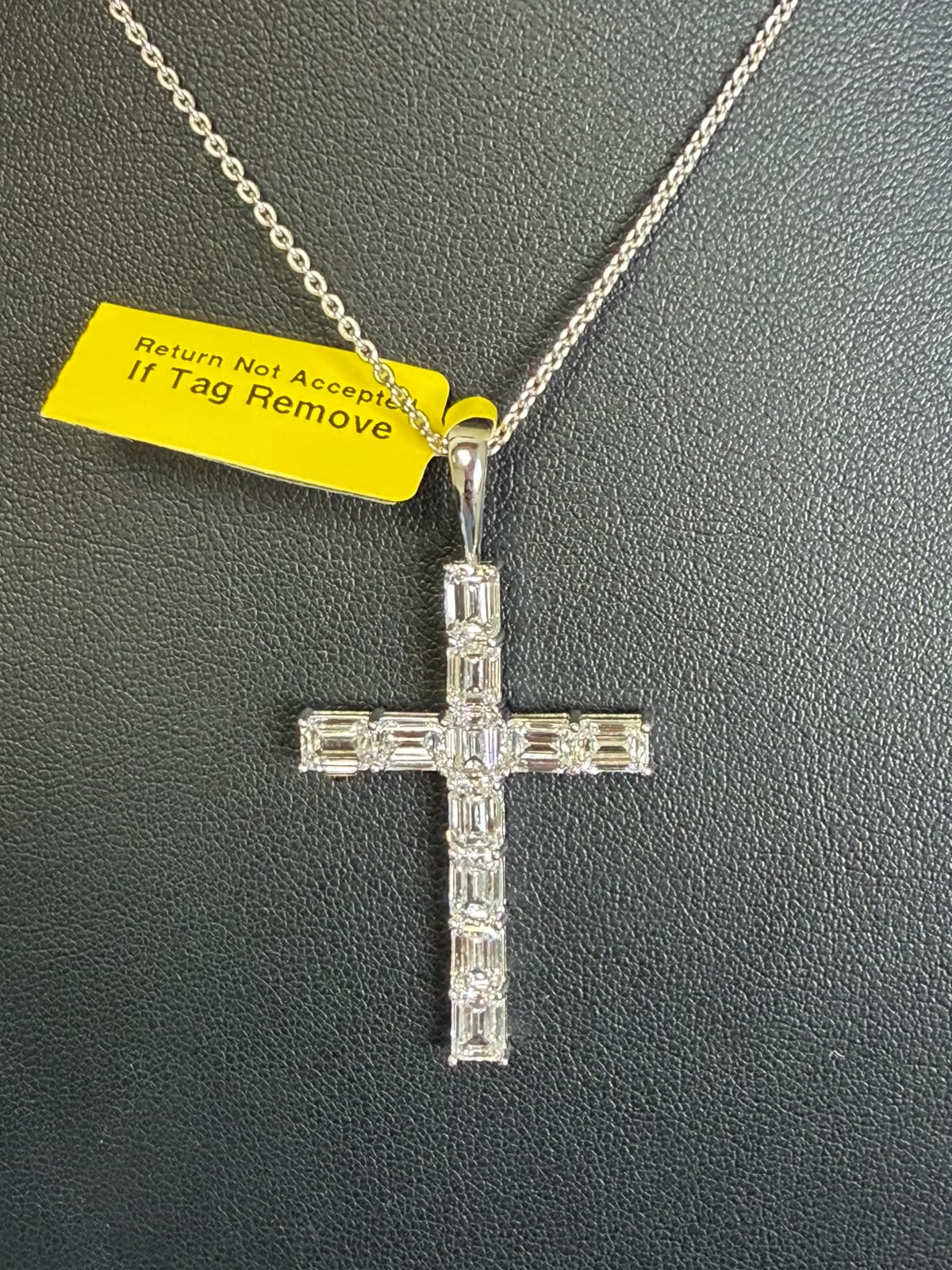 5.35 Carat Lab Grown Round Diamond Cross Pendant 9k White Gold