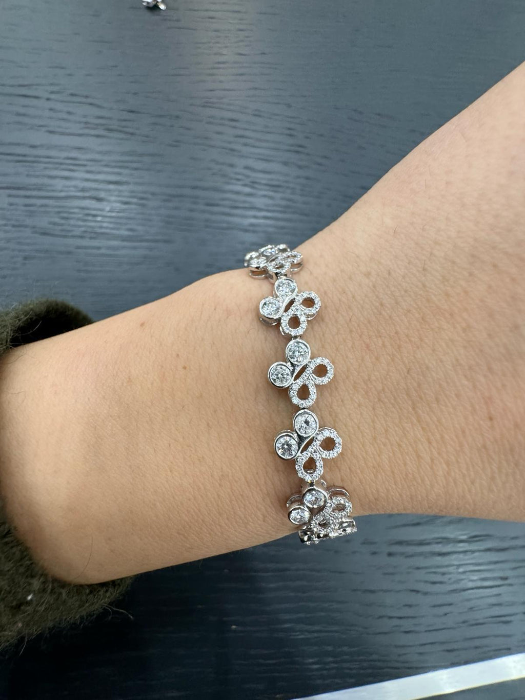 UK Hallmarked 5.00Ct Round Diamond Tennis Bracelet 100% D/VS Natural 18K White Gold