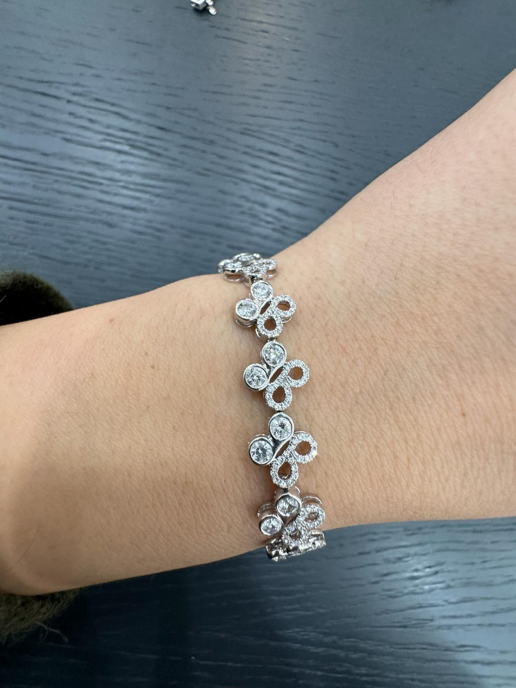 UK Hallmarked 5.00Ct Round Diamond Tennis Bracelet 100% D/VS Natural 18K White Gold