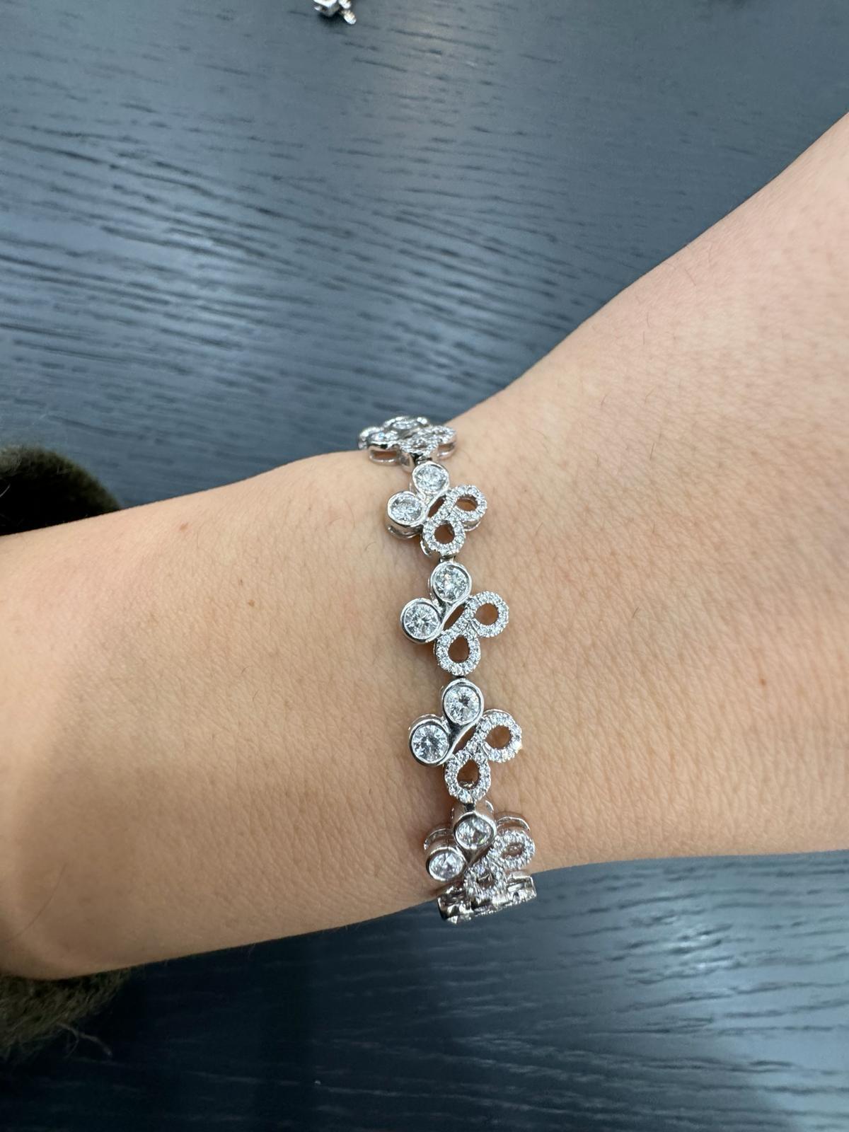 UK Hallmarked 5.00Ct Round Diamond Tennis Bracelet 100% D/VS Natural 18K White Gold