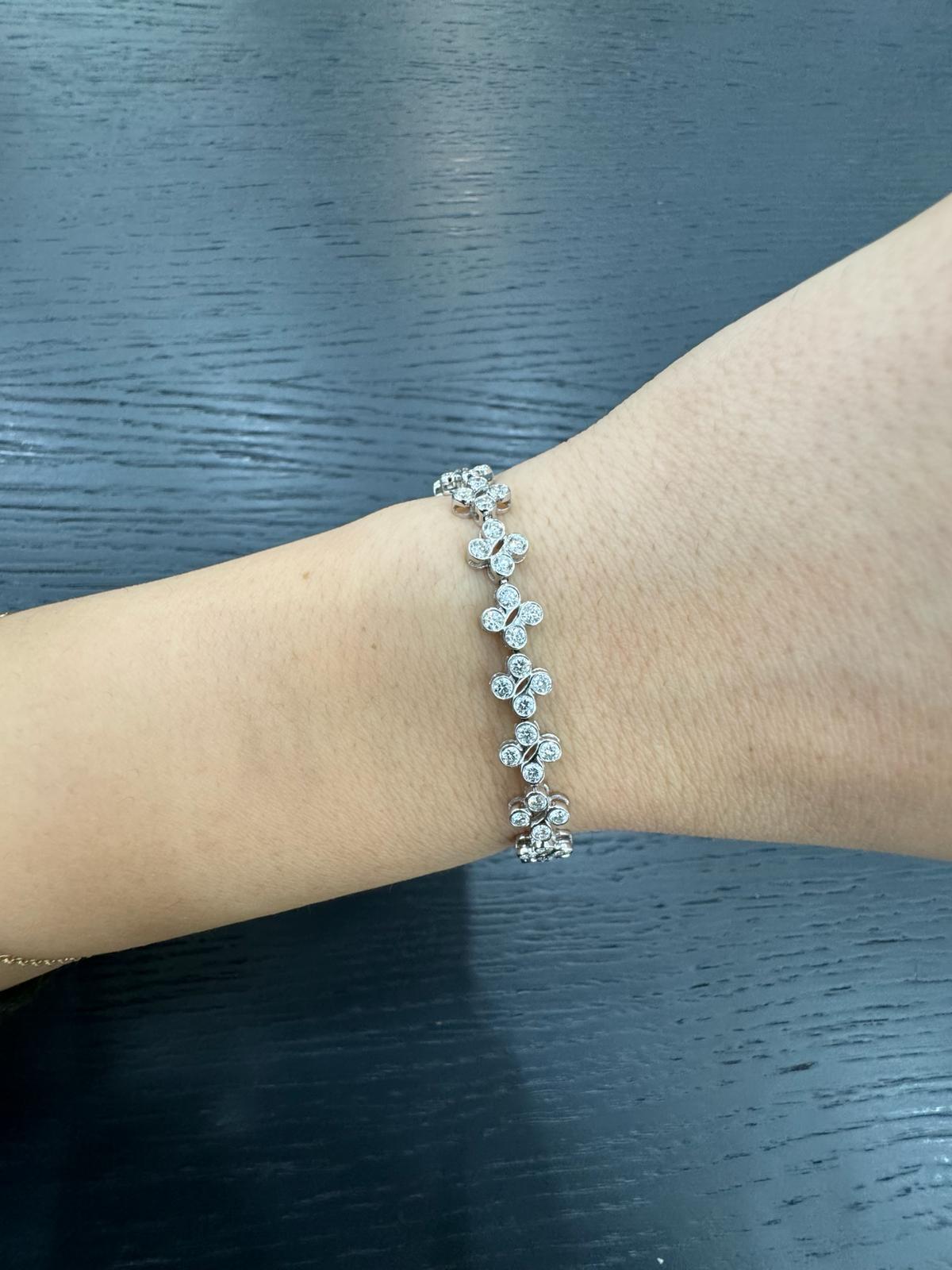 UK Hallmarked 5.00Ct Round Diamond Tennis Bracelet 100% D/VS Natural 18K White Gold