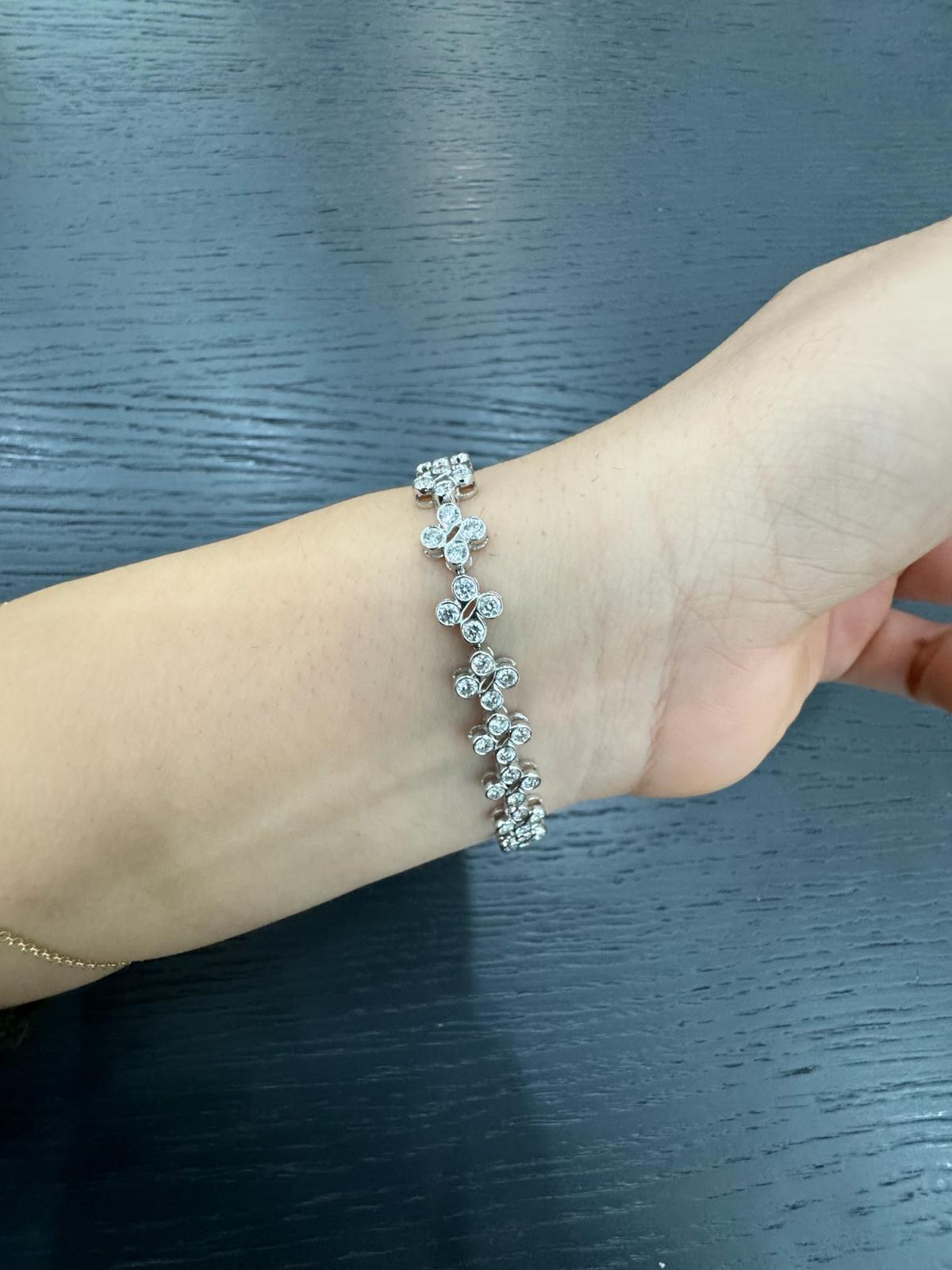 UK Hallmarked 5.00Ct Round Diamond Tennis Bracelet 100% D/VS Natural 18K White Gold