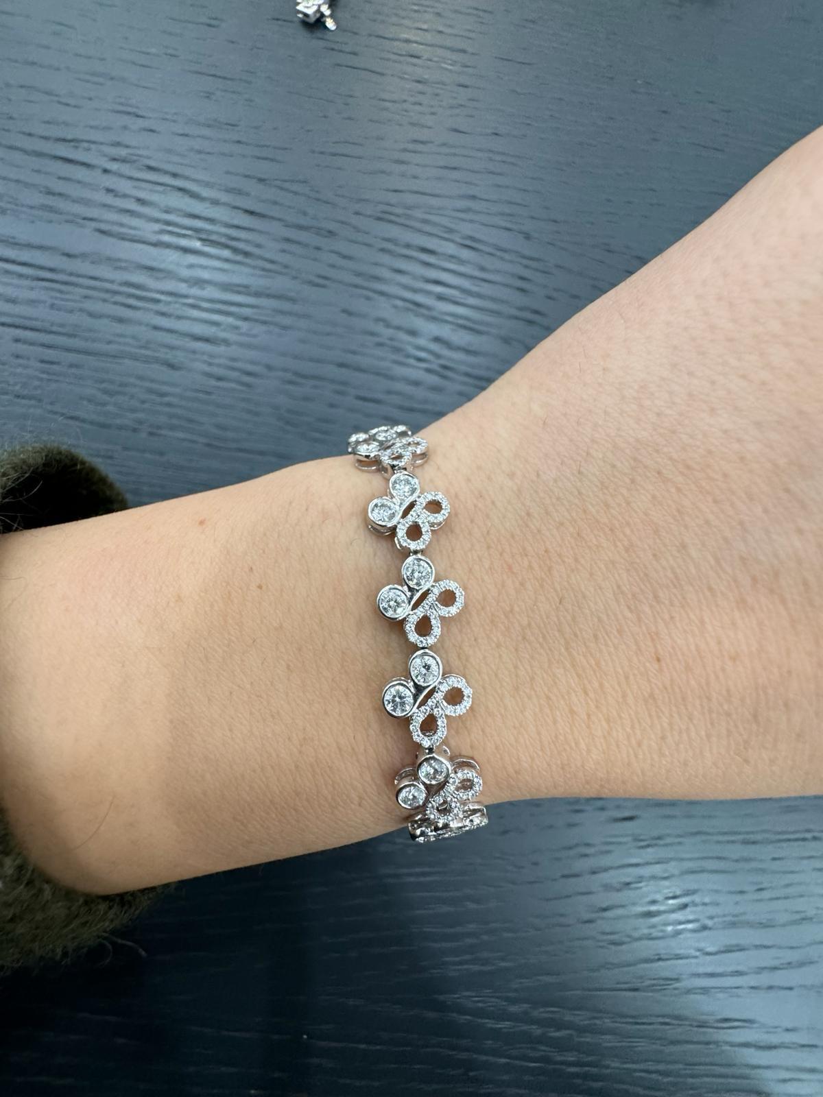 UK Hallmarked 5.00Ct Round Diamond Tennis Bracelet 100% D/VS Natural 18K White Gold