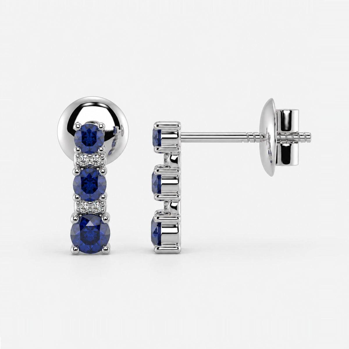 0.50 Ct Natural Sapphire & Diamond Tower Earrings In Gold