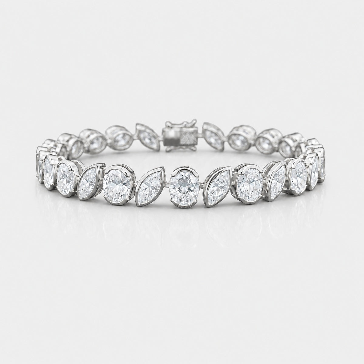10.00ct Oval & Marquise Lab-Grown Diamond Tennis Bracelet in 9K Gold