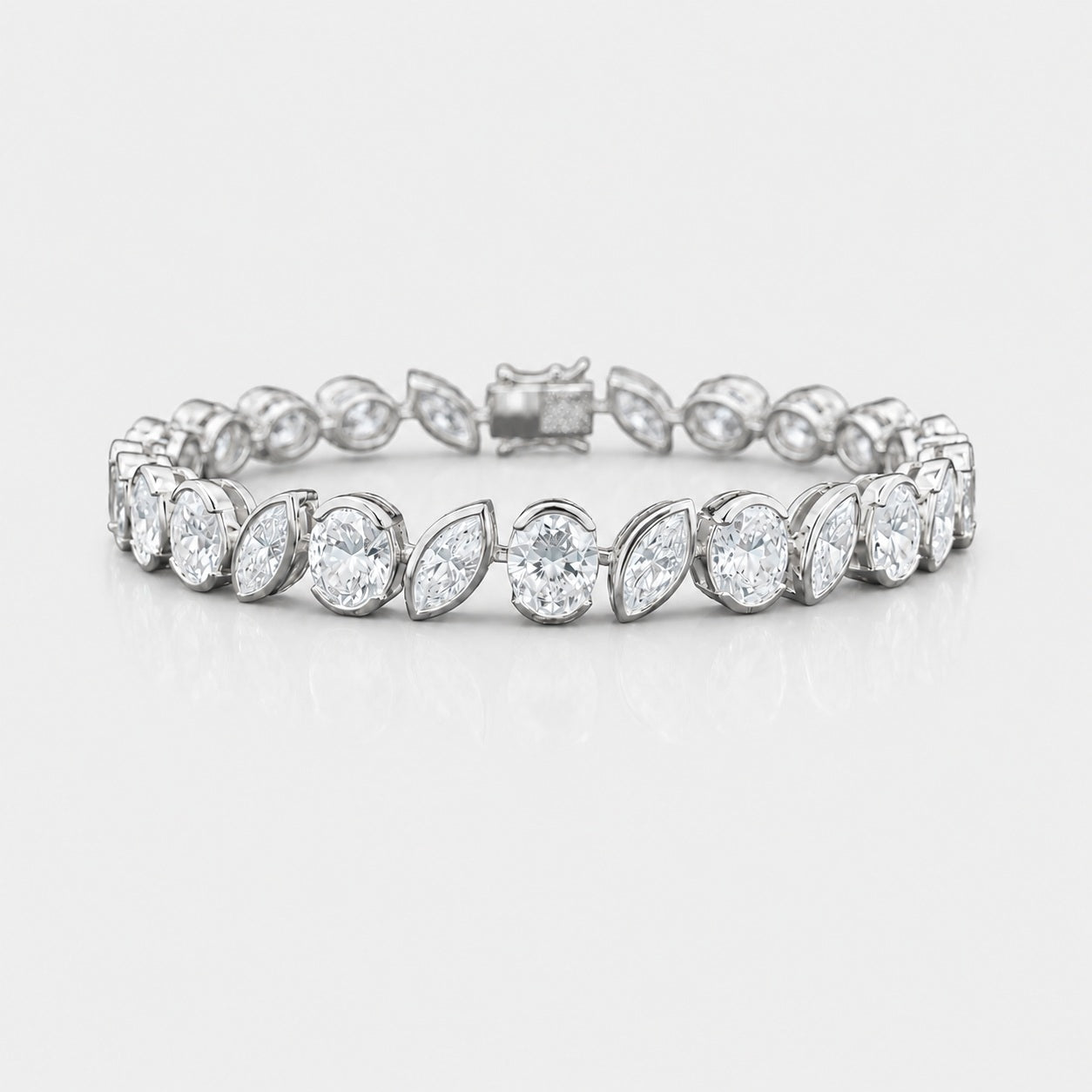 10.00ct Oval & Marquise Lab-Grown Diamond Tennis Bracelet in 9K Gold