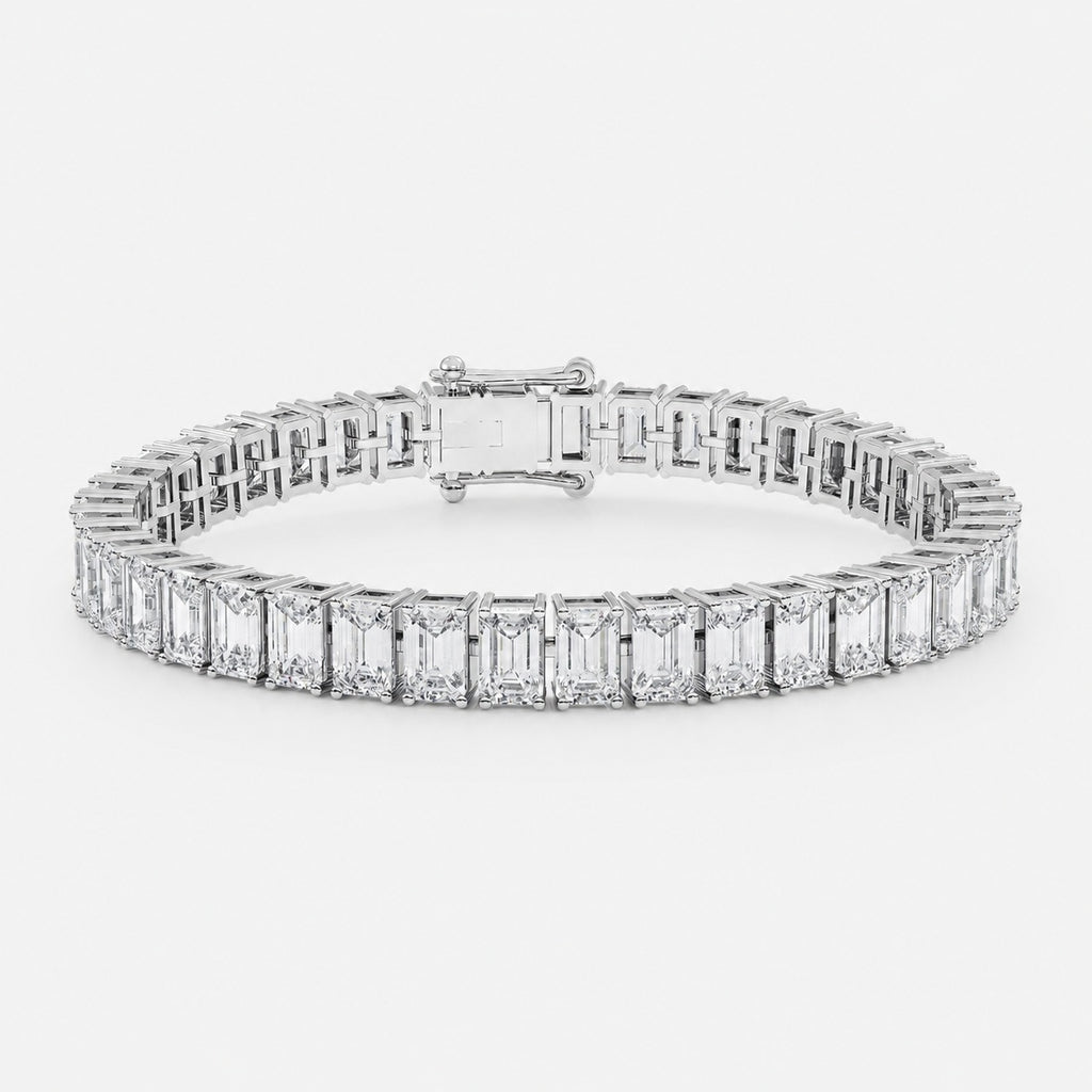 D-E/VS Vertical Emerald Lab-Grown Diamond Tennis Bracelet in Gold & Platinum (8–30ct)