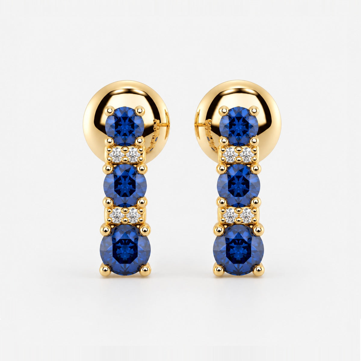 0.50 Ct Natural Sapphire & Diamond Tower Earrings In Gold