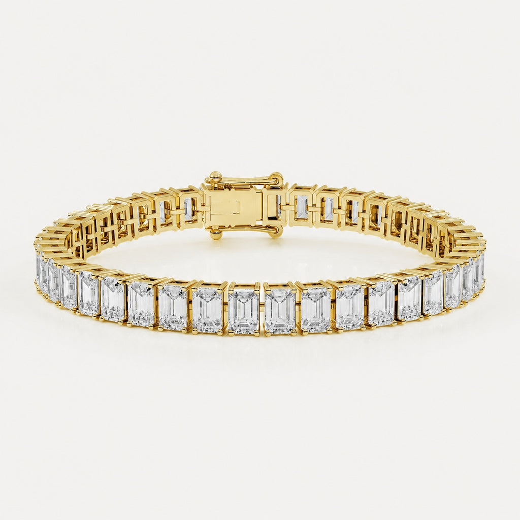 D-E/VS Vertical Emerald Lab-Grown Diamond Tennis Bracelet in Gold & Platinum (8–30ct)