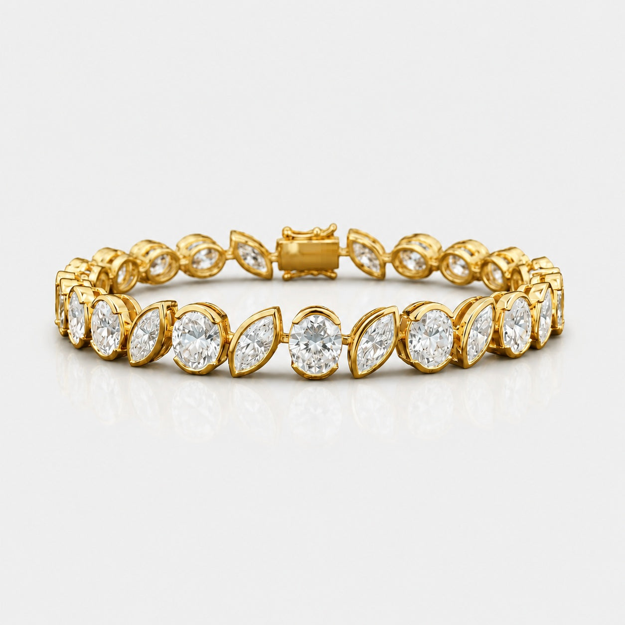 10.00ct Oval & Marquise Lab-Grown Diamond Tennis Bracelet in 9K Gold