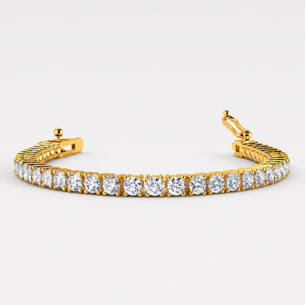 40.00ct Round Diamond Tennis Bracelet - Gold (Angle View 9)
