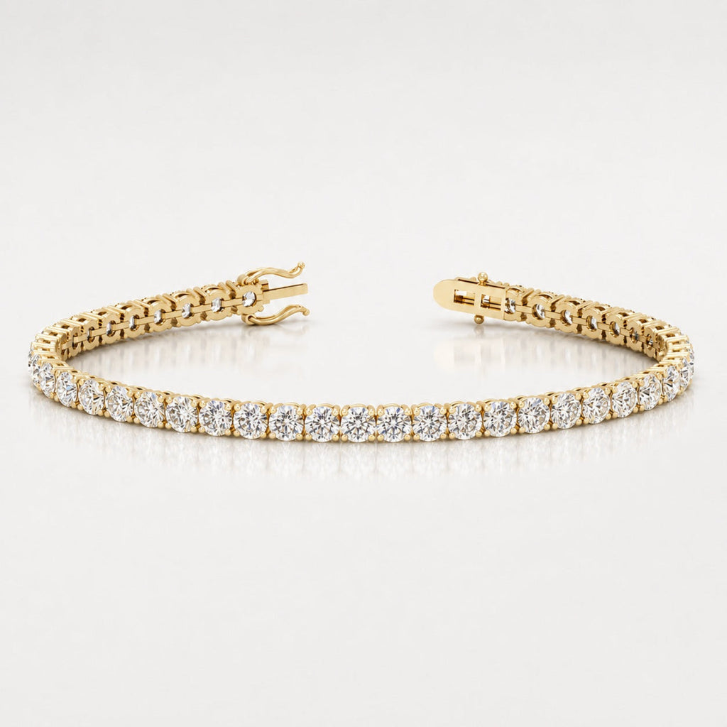10.00ct Round Diamond Tennis Bracelet - 9k Yellow Gold