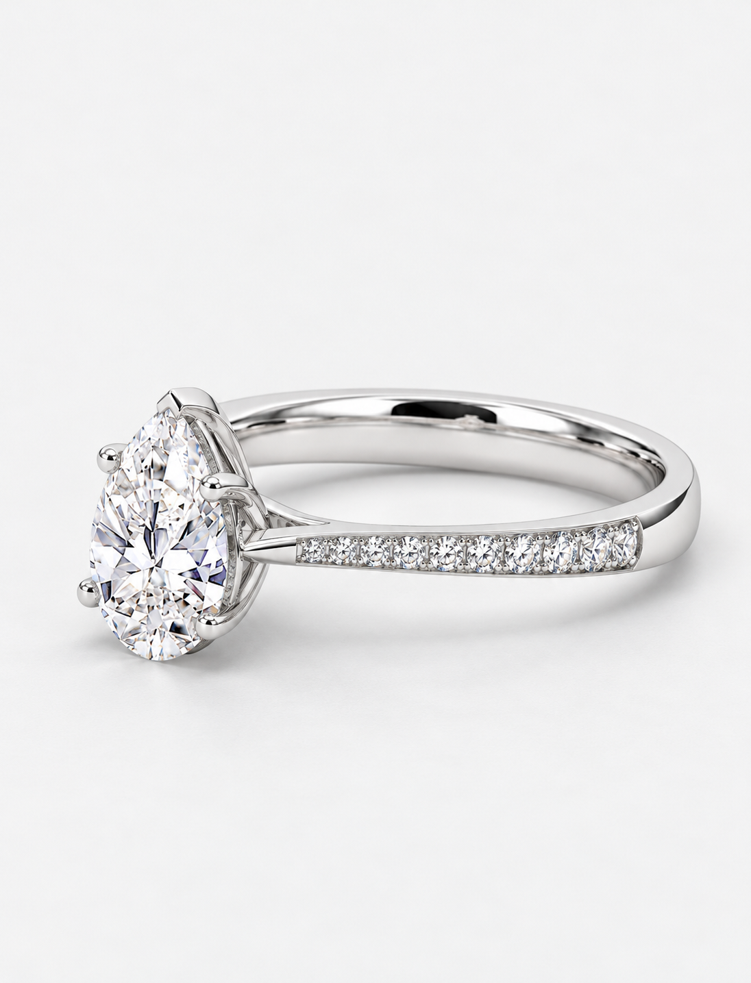Pear Diamond Engagement Ring Platinum Labgrown 2.10 Ct Solitaire