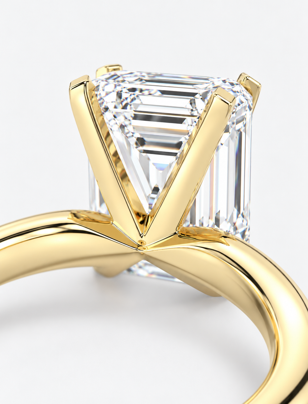 Emerald Diamond Engagement Ring 18k Yellow Gold Labgrown 3 Ct Solitaire