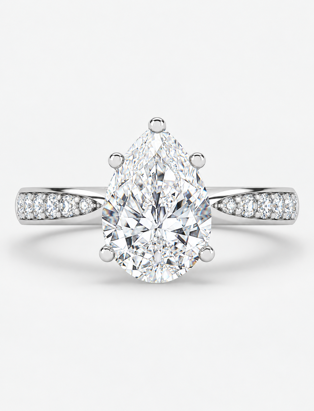Pear Diamond Engagement Ring Platinum Labgrown 3.25 Ct Solitaire