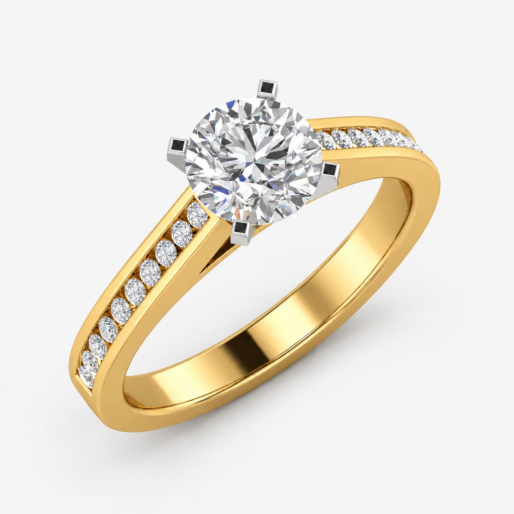 IGI Certified Lab Grown Channel Set Round Diamond Engagement Ring in Gold & Platinum – 1–5Ct