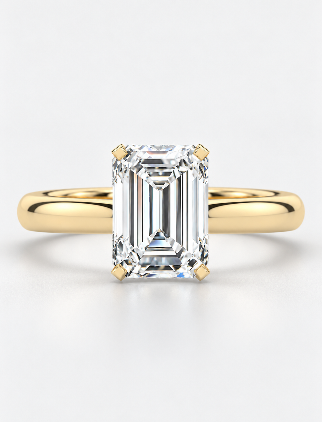 Emerald Diamond Engagement Ring 18k Yellow Gold Labgrown 3 Ct Solitaire