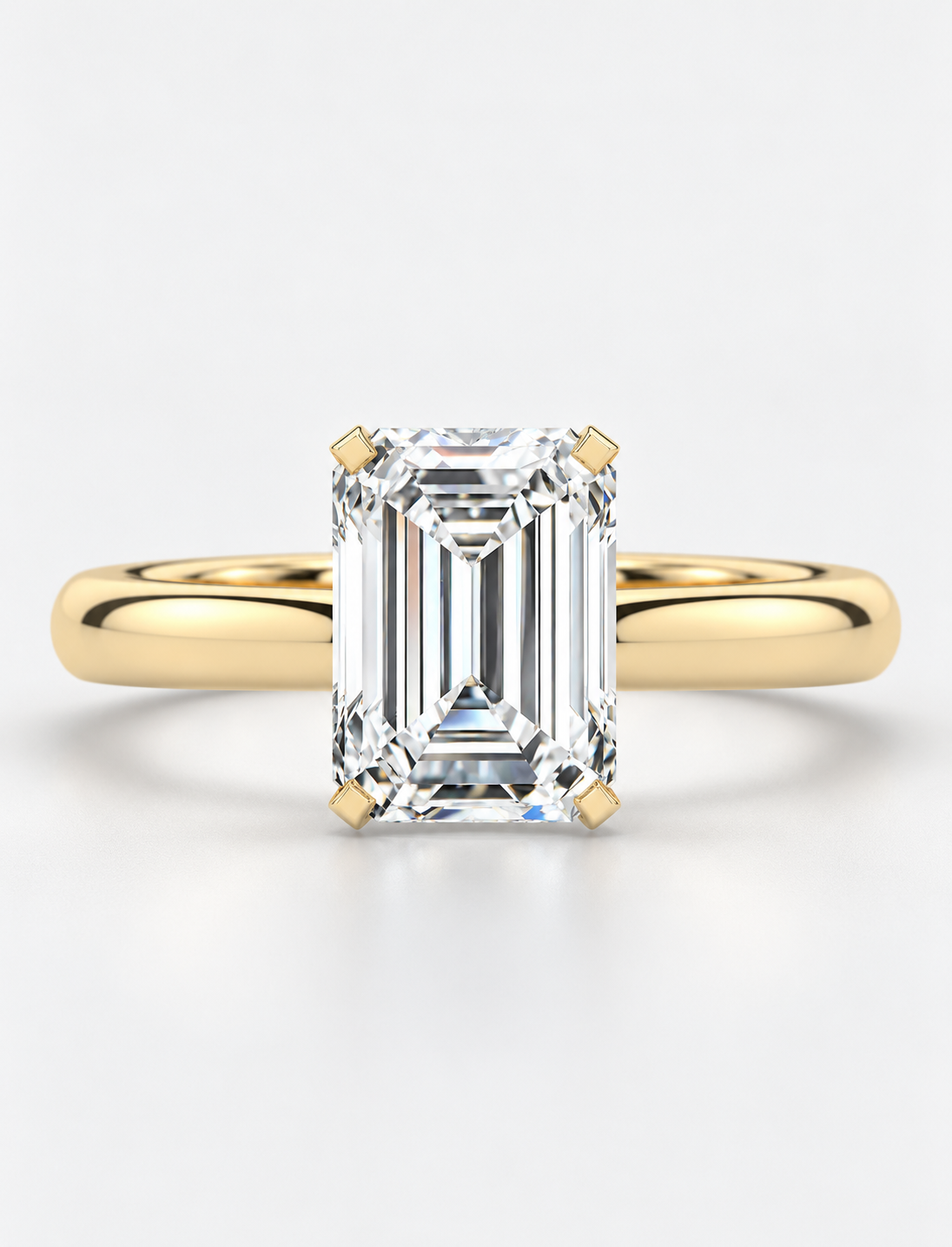 Emerald Diamond Engagement Ring 18k Yellow Gold Labgrown 3 Ct Solitaire