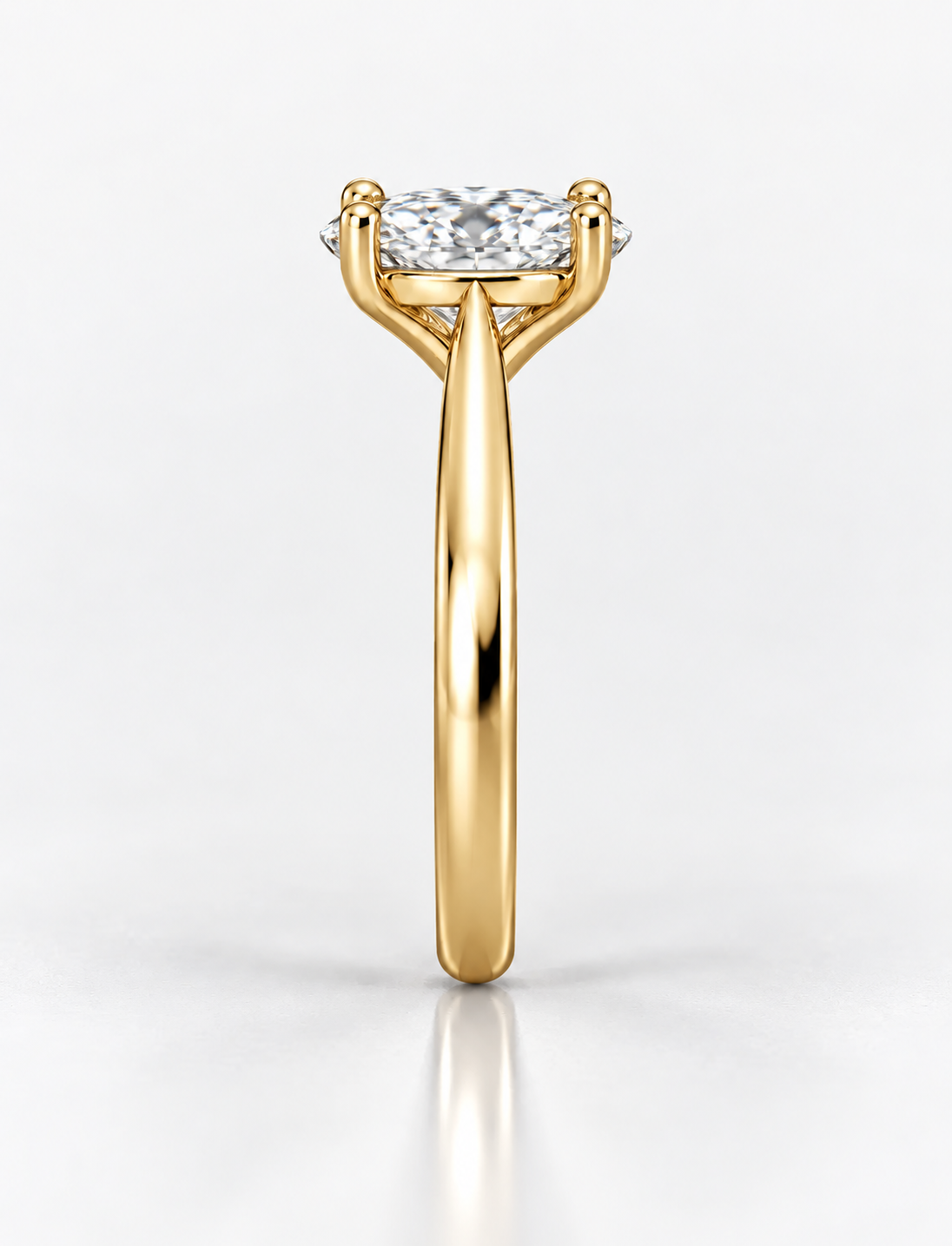 Oval Diamond Solitaire Engagement Ring IGI Lab Grown in 18K Yellow Gold 3.05 Ct