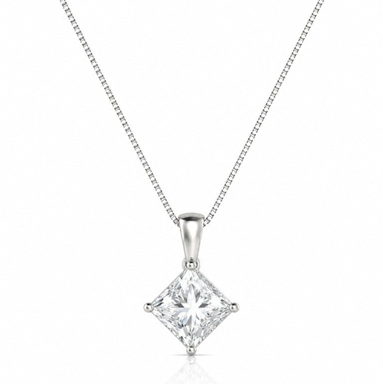 IGI Certified 2.00Ct Princess Lab Diamond Solitaire Pendant Necklace in Gold -  D/VVS