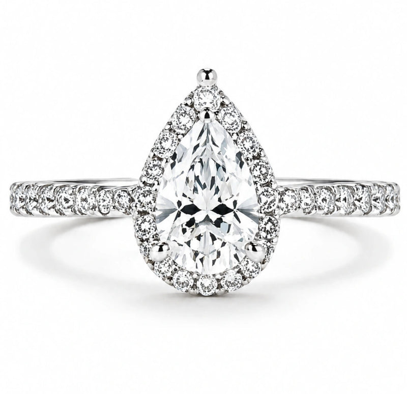 Pear Shape Halo Ring