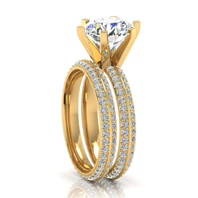 6.00Ct Round Diamond Bridal Set Engagement Ring in Platinum / 18k Gold