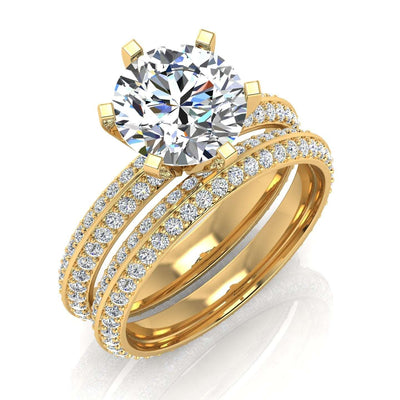 6.00Ct Round Diamond Bridal Set Engagement Ring in Platinum / 18k Gold