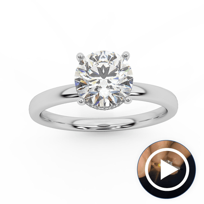 D/VVS-VS Certified Round Diamond Hidden Halo Engagement Ring 0.80Ct - 1.50Ct