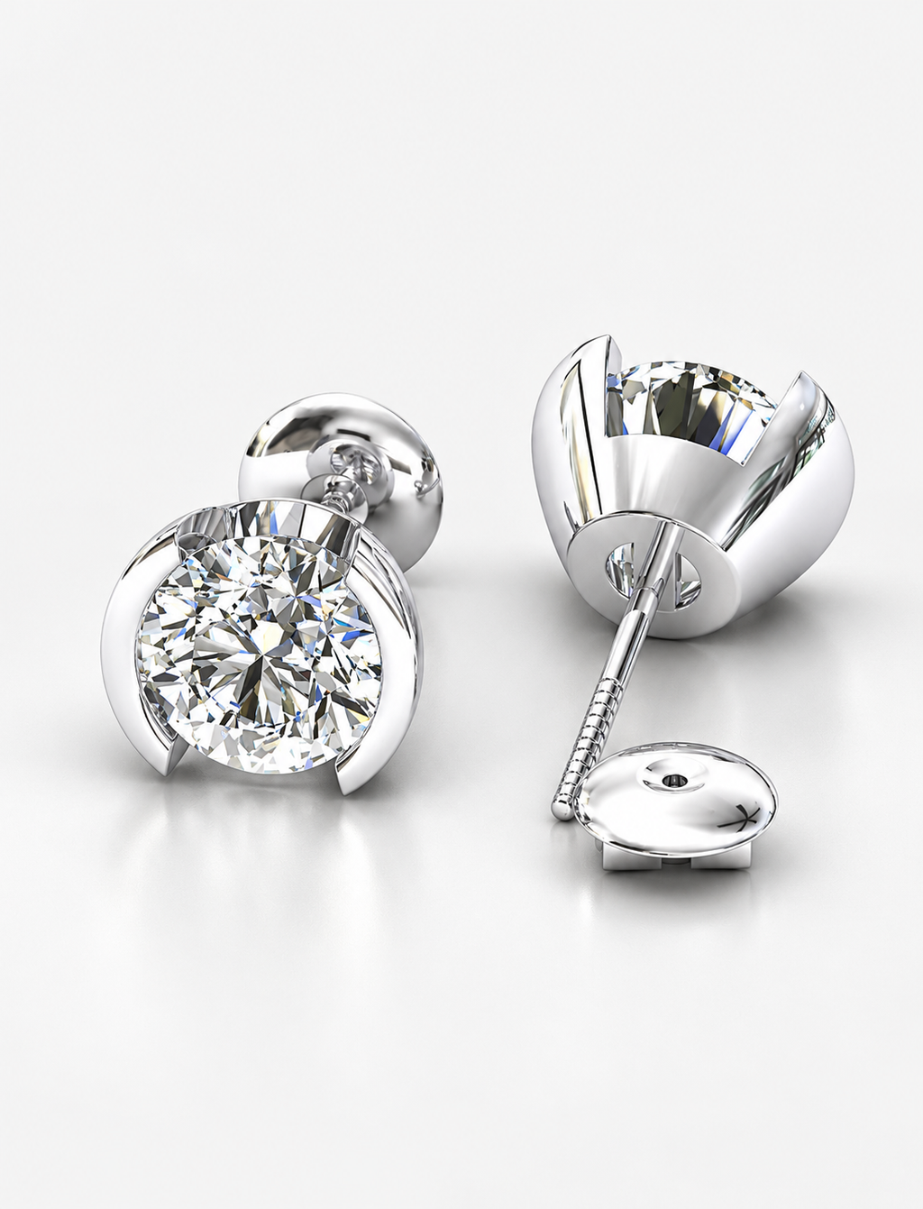 Certified D/VS 2.00Ct Round Diamond Stud Earrings in 18k Gold / Platinum