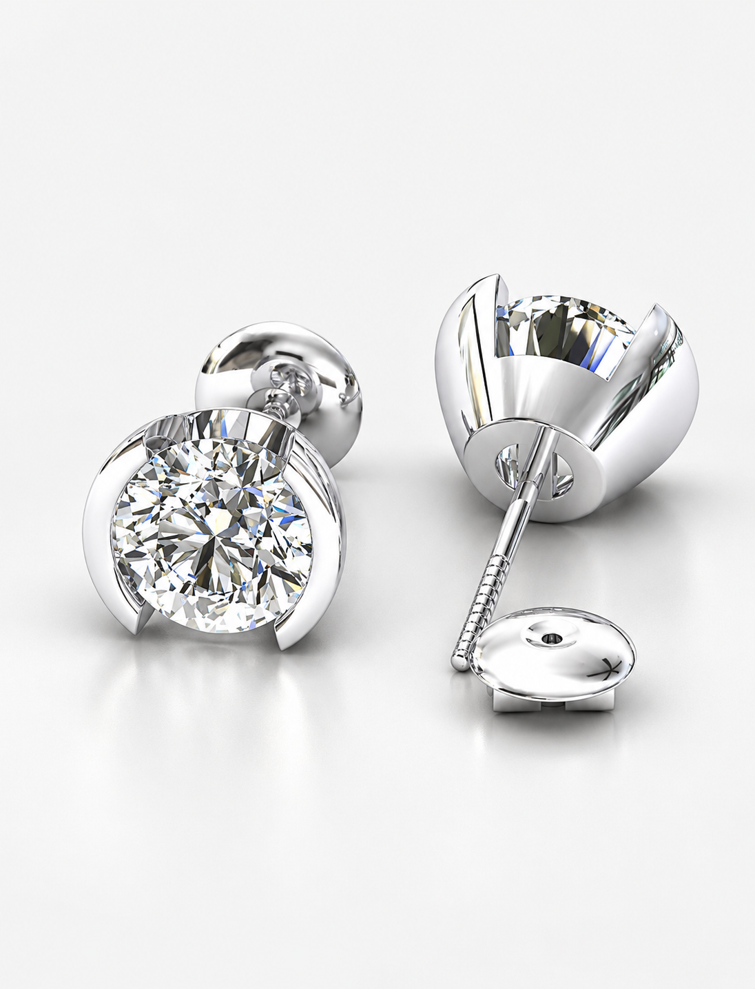 Certified D/VS 2.00Ct Round Diamond Stud Earrings in 18k Gold / Platinum