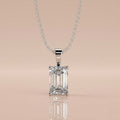 IGI Certified Emerald Diamond Solitaire Pendant Necklace for Women in 18k Gold 1.00Ct-3.00Ct
