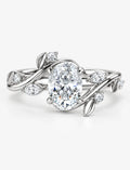 IGI Certified Lab Grown Round Brilliant Diamond Engagement Ring with Marquise Leaf & Round Accents in Gold & Platinum