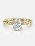 IGI Certified Lab Grown Oval Cut Solitaire Engagement Ring with a Twisted Pavé Band in Gold & Platinum