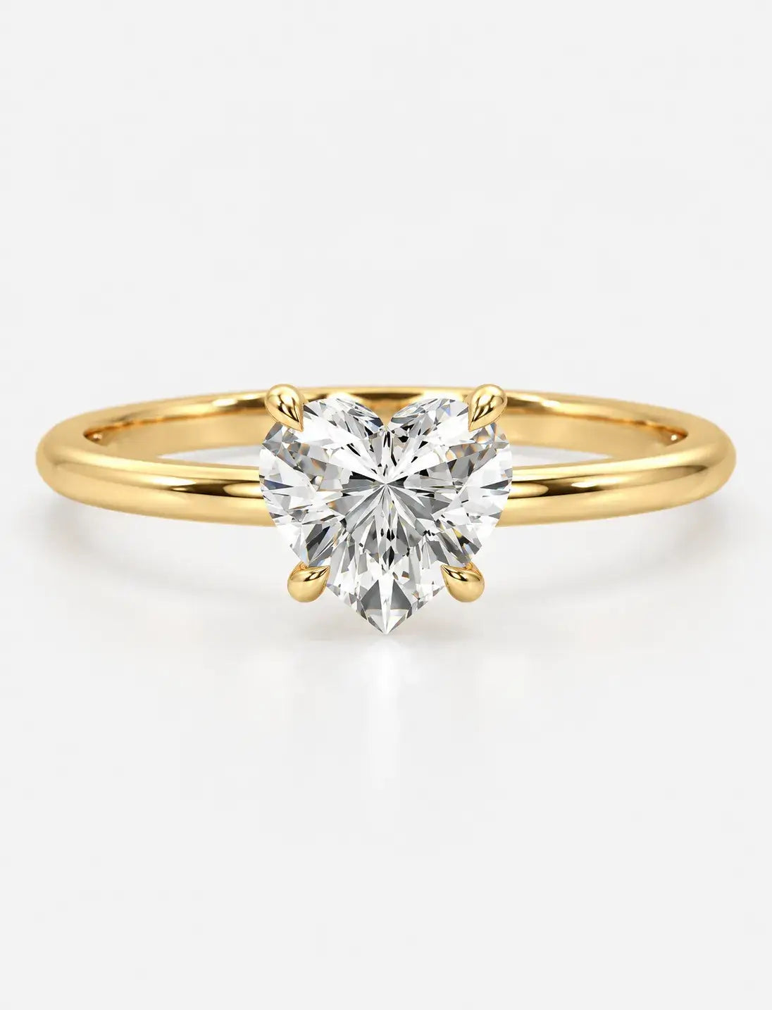 IGI Certified Lab Grown Classic Heart-Shaped Diamond Solitaire Engagement Ring in Gold & Platinum