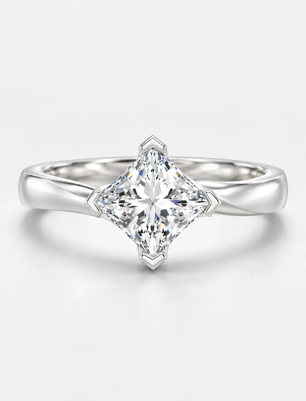 Lab-Grown IGI-Certified Seraphina Princess-Cut Solitaire Bypass Engagement Ring in Gold & Platinum