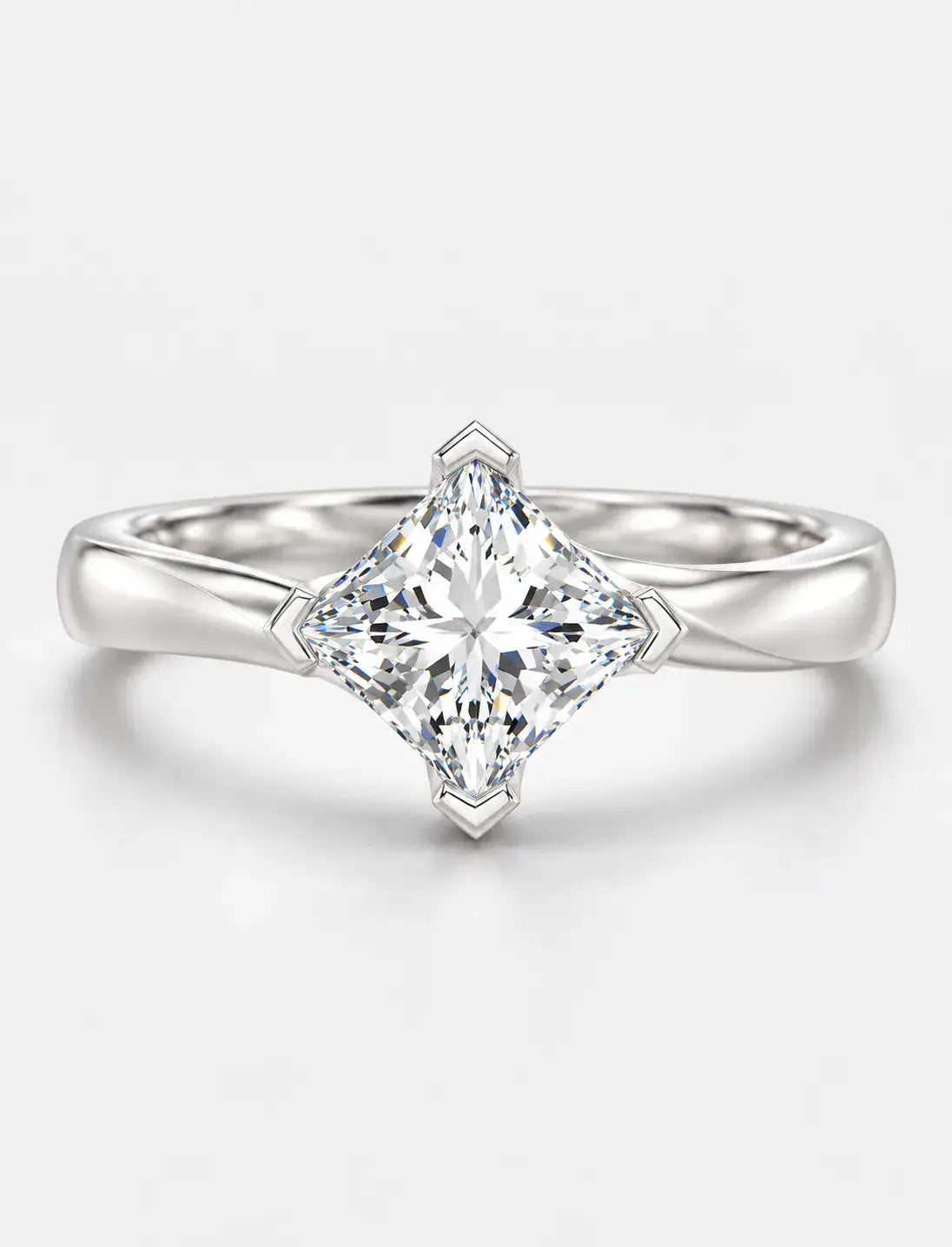 Lab-Grown IGI-Certified Seraphina Princess-Cut Solitaire Bypass Engagement Ring in Gold & Platinum