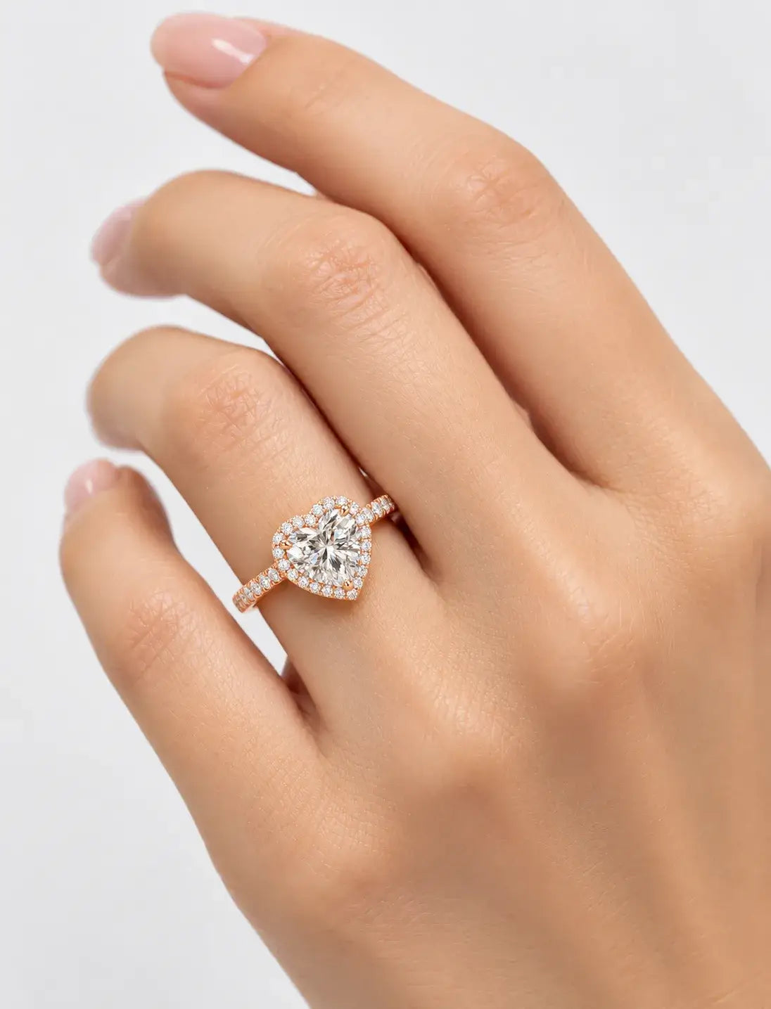 IGI Certified Lab Grown Majestic Heart Infinite Love Halo Pavé Diamond Engagement Ring in Gold & Platinum