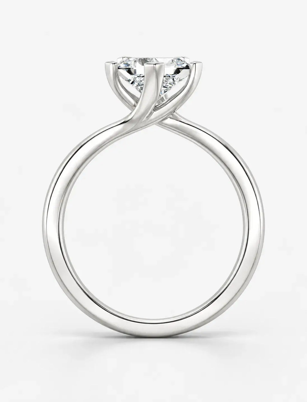 Lab-Grown IGI-Certified Seraphina Princess-Cut Solitaire Bypass Engagement Ring in Gold & Platinum