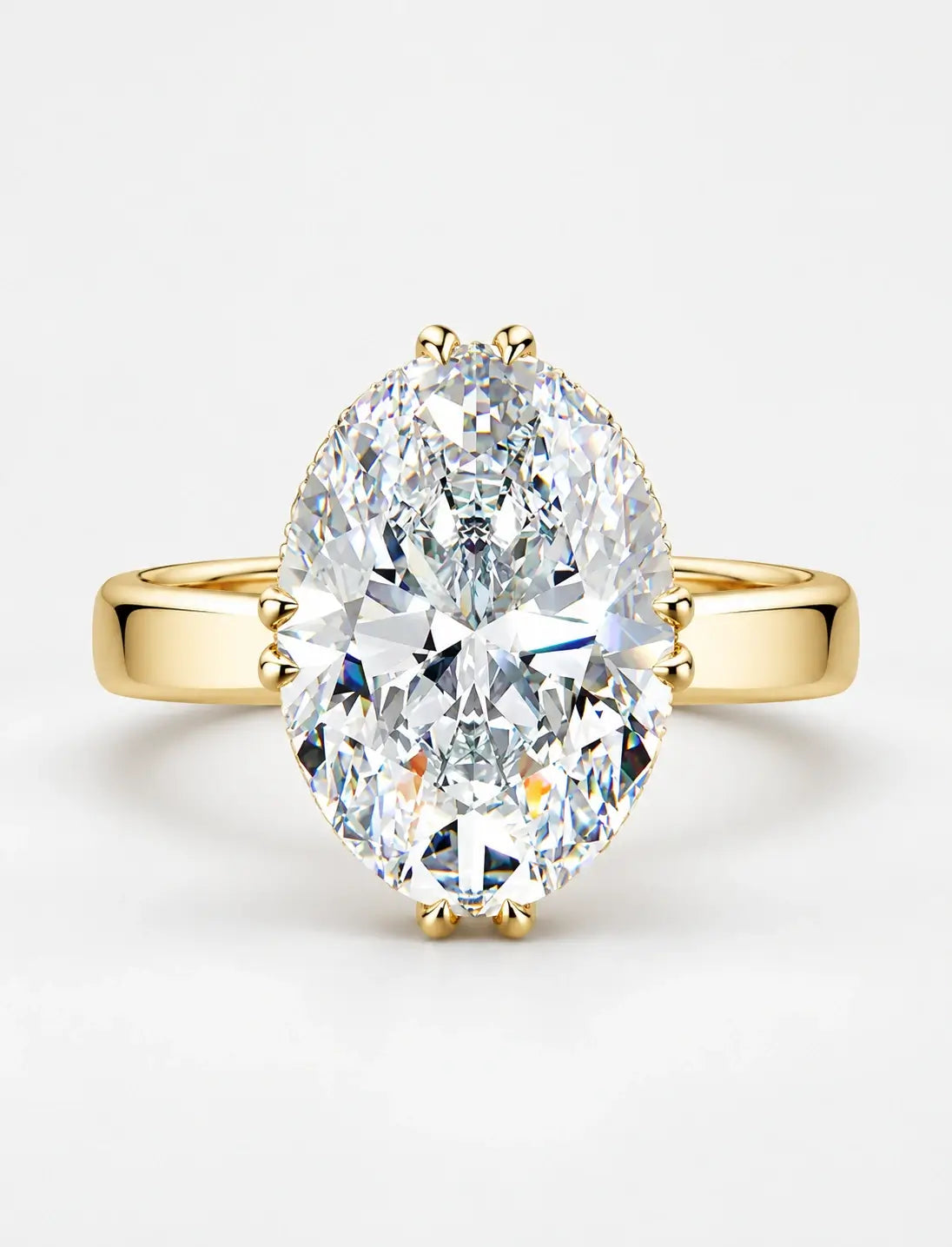 IGI Certified Lab-Grown Minimalist Elegance Oval Hidden Halo Engagement Ring with Flush-Set Diamond Band in Gold & Platinum