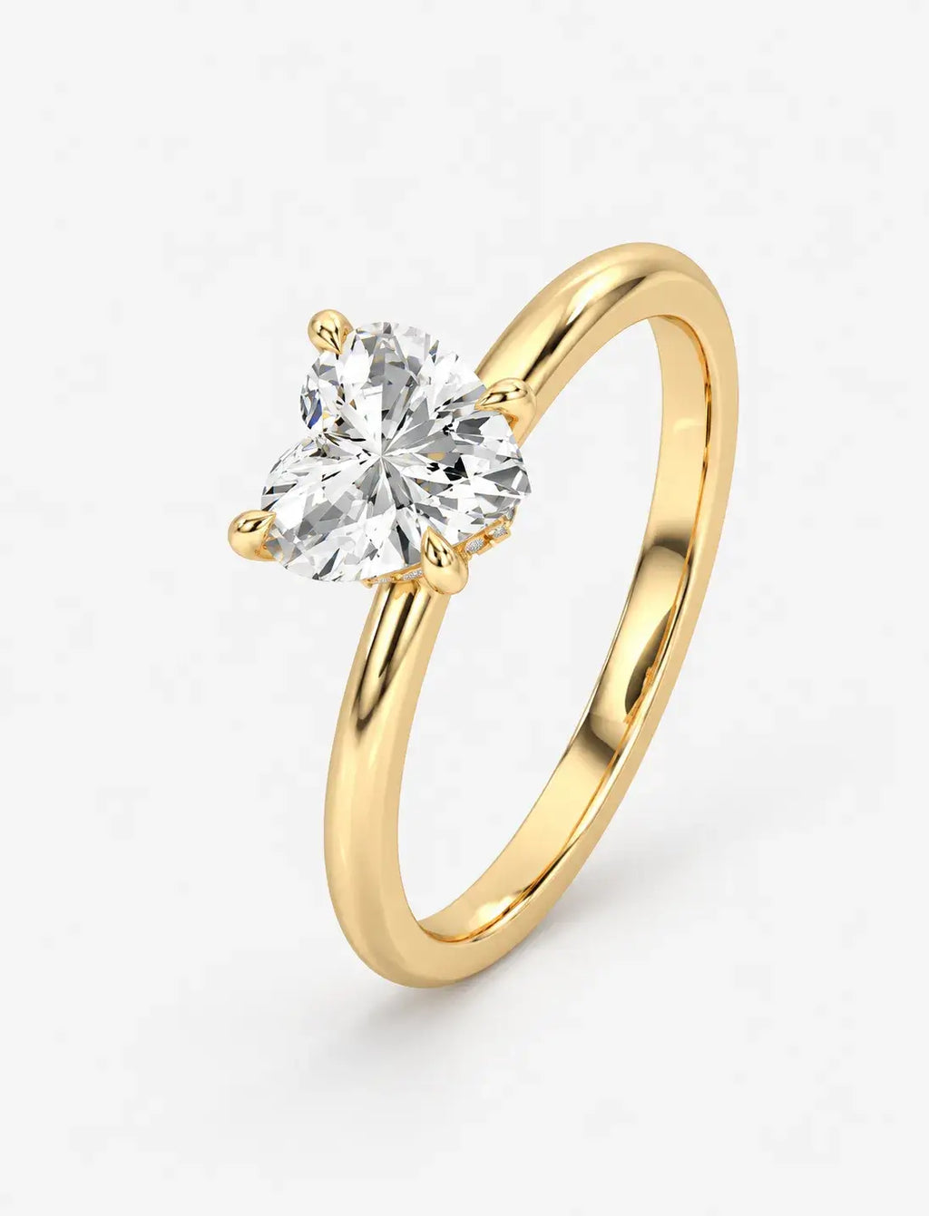 IGI Certified Lab Grown Classic Heart-Shaped Diamond Solitaire Engagement Ring in Gold & Platinum