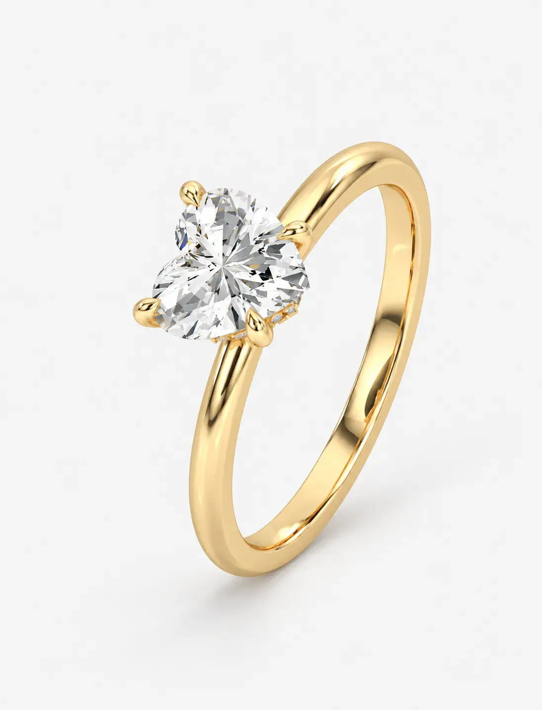 IGI Certified Lab Grown Classic Heart-Shaped Diamond Solitaire Engagement Ring in Gold & Platinum